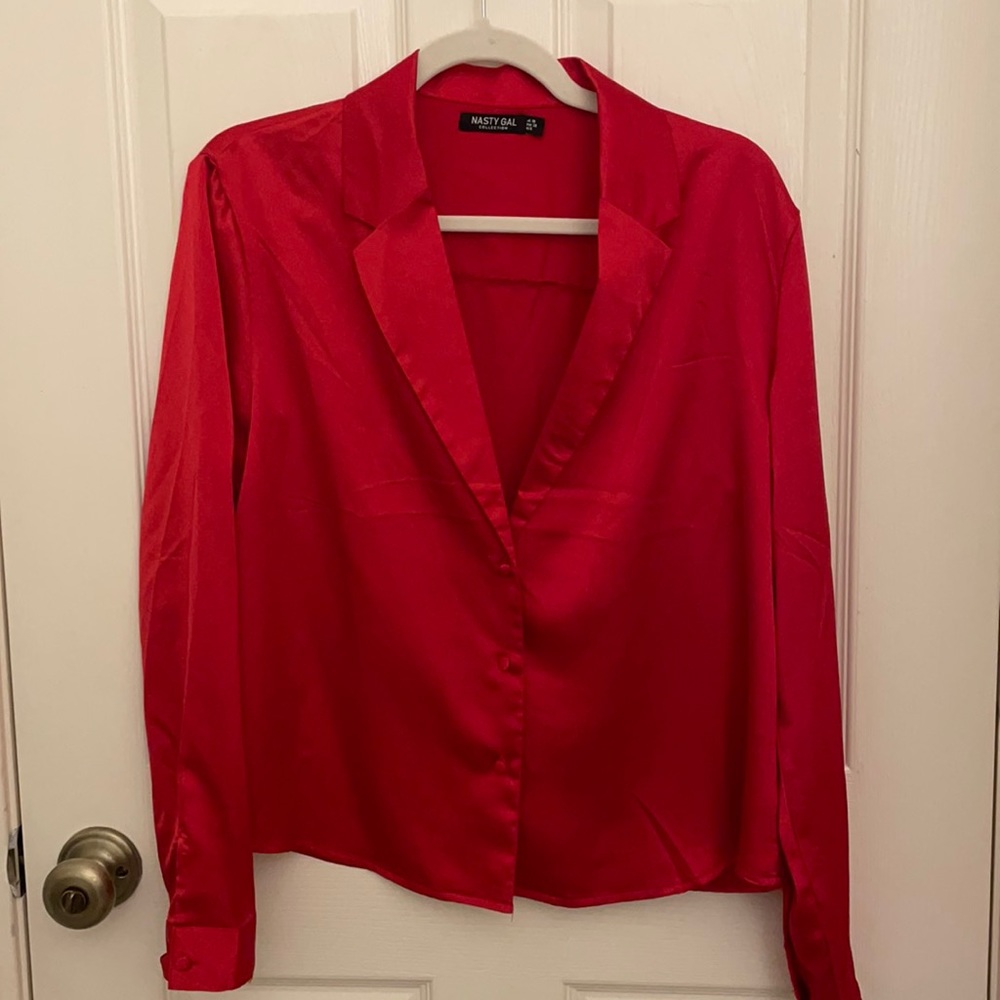 Nasty Gal red satin top. US Size 6